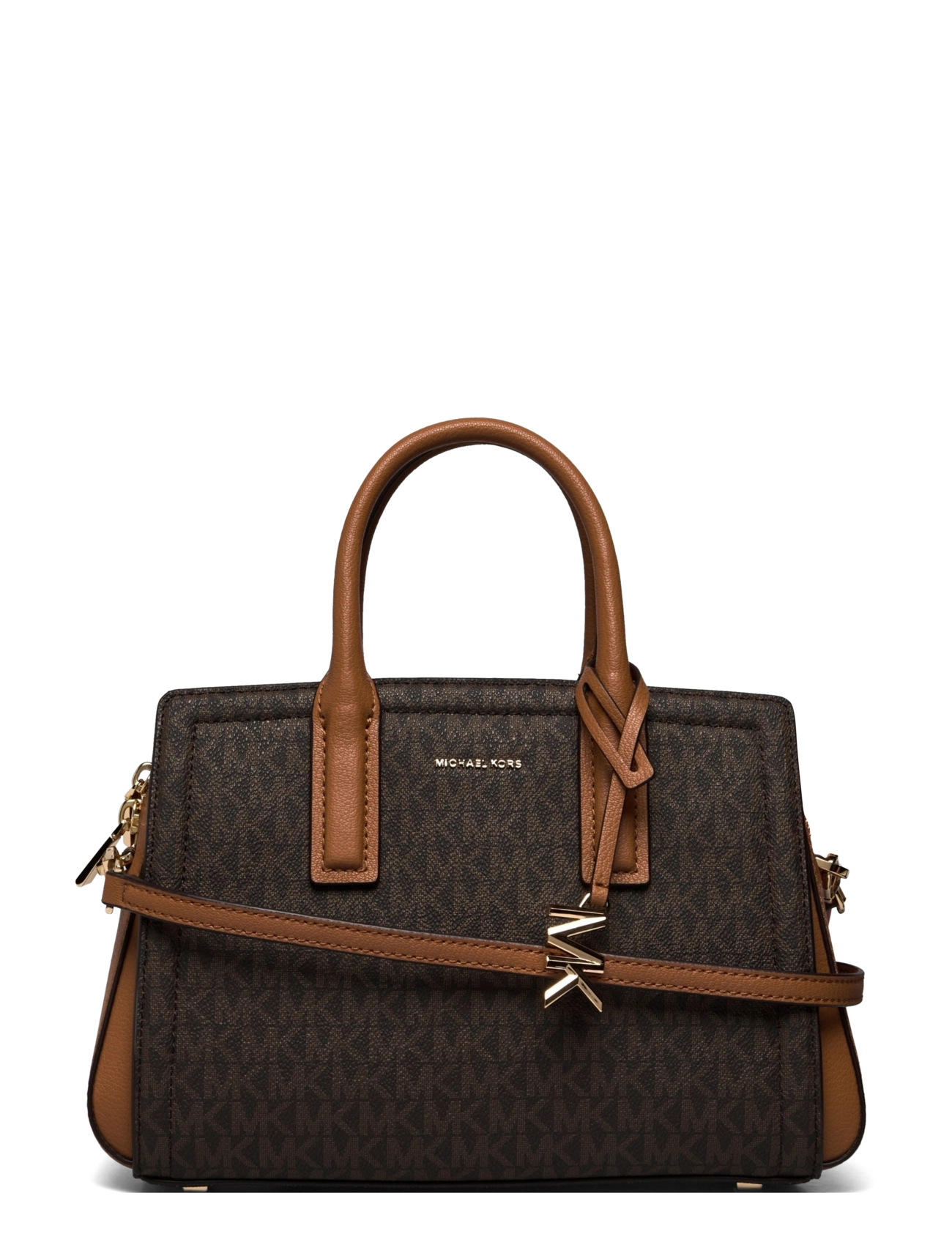 Michael Kors Satchel, Kvinder, Monogram Topgreb Satchel, Brun, Str: ONE SIZE