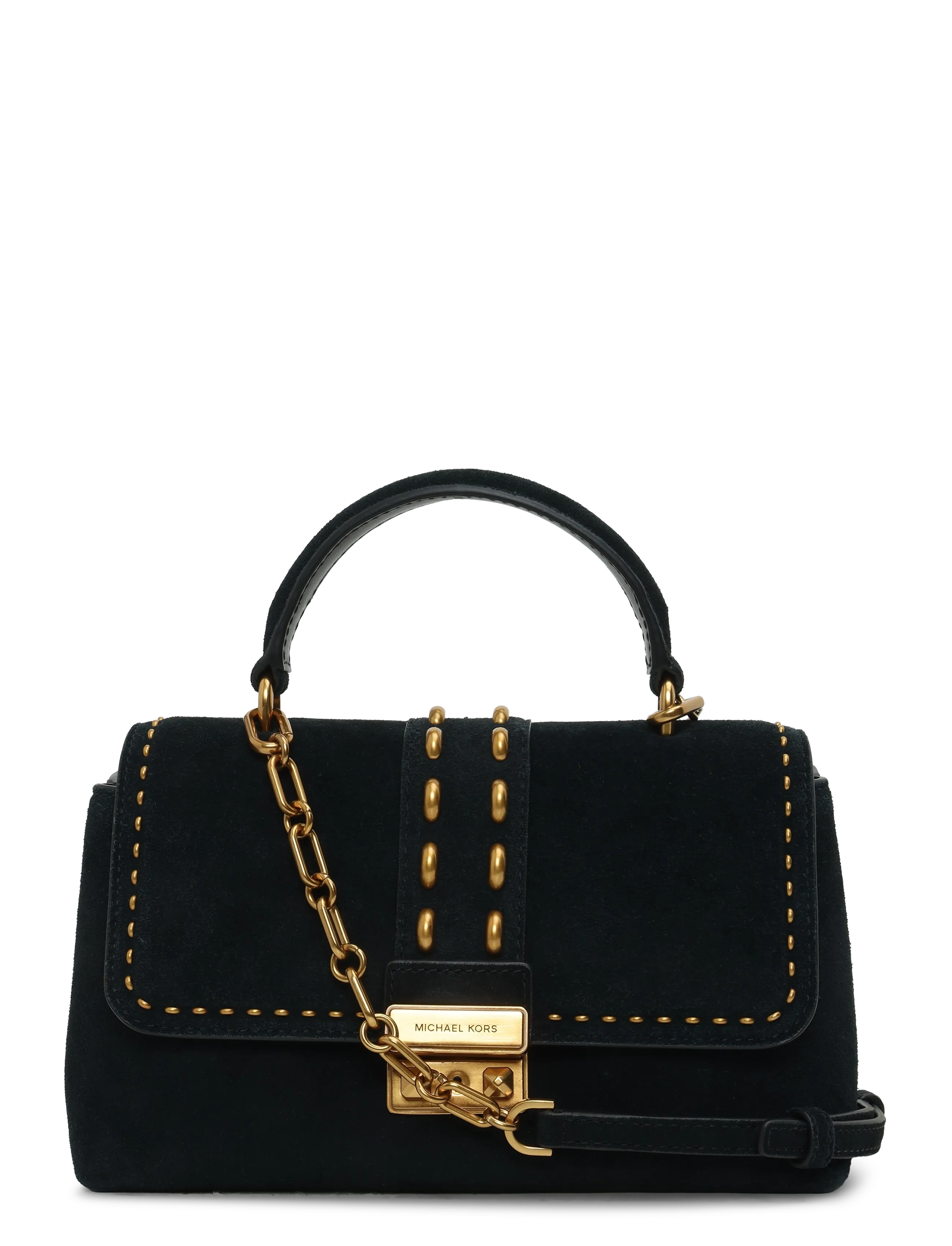 Michael Kors Satchel, Kvinder, Nittet Top Håndtag Satchel Taske, Sort, Str: ONE SIZE