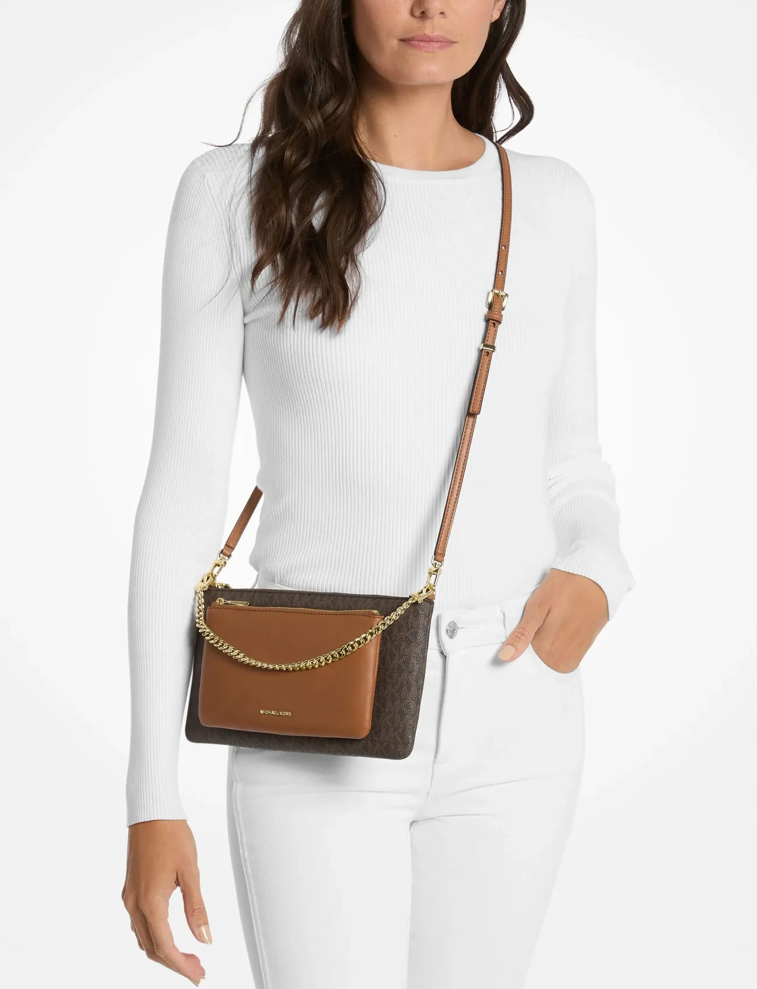 Michael Kors Md Pckt Conv Xbody, One Size, Bags, Braun - Small Shoulder Bags-crossbody Frauen