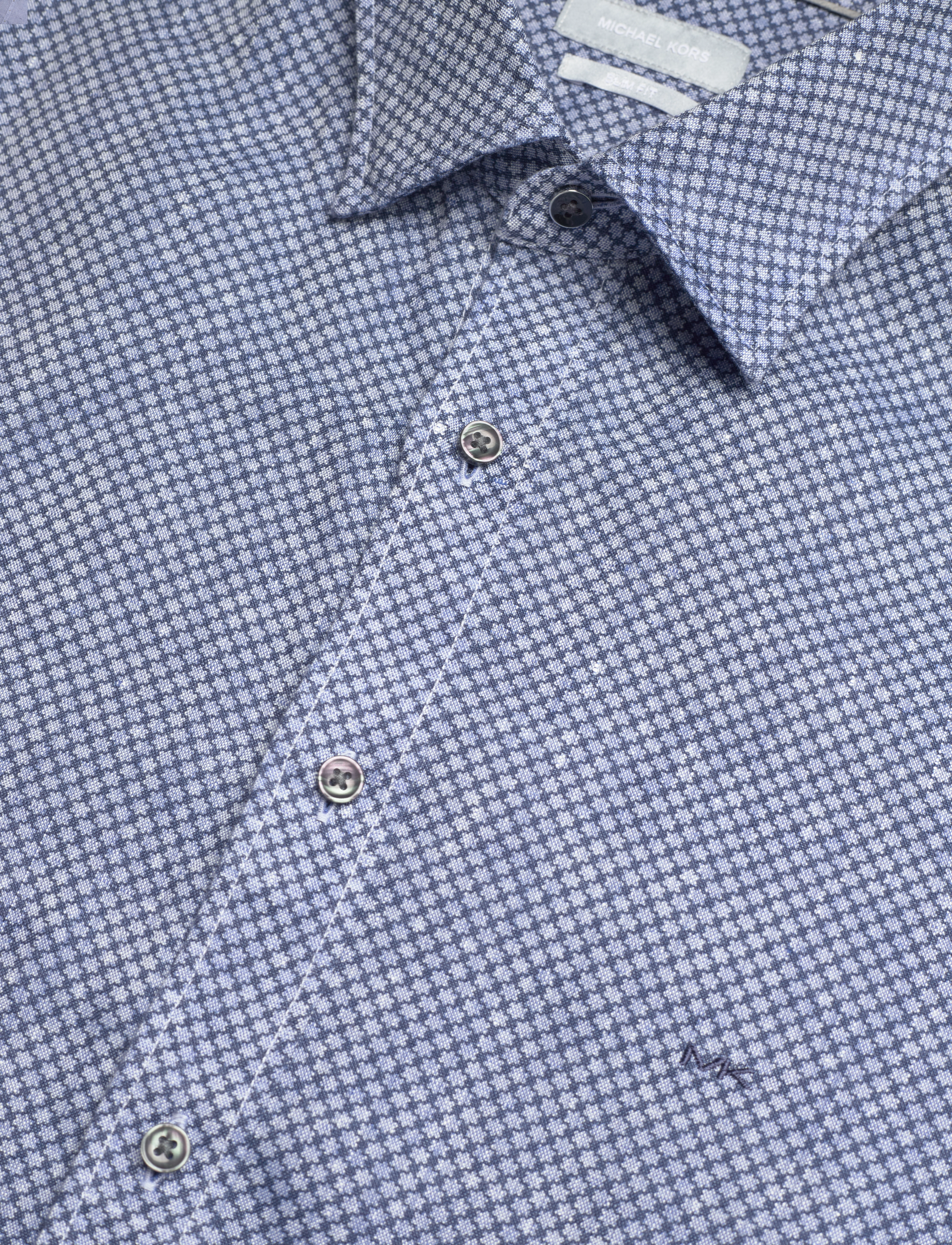 Michael Kors - LINEN PRINT SLIM SHIRT - navy - 3