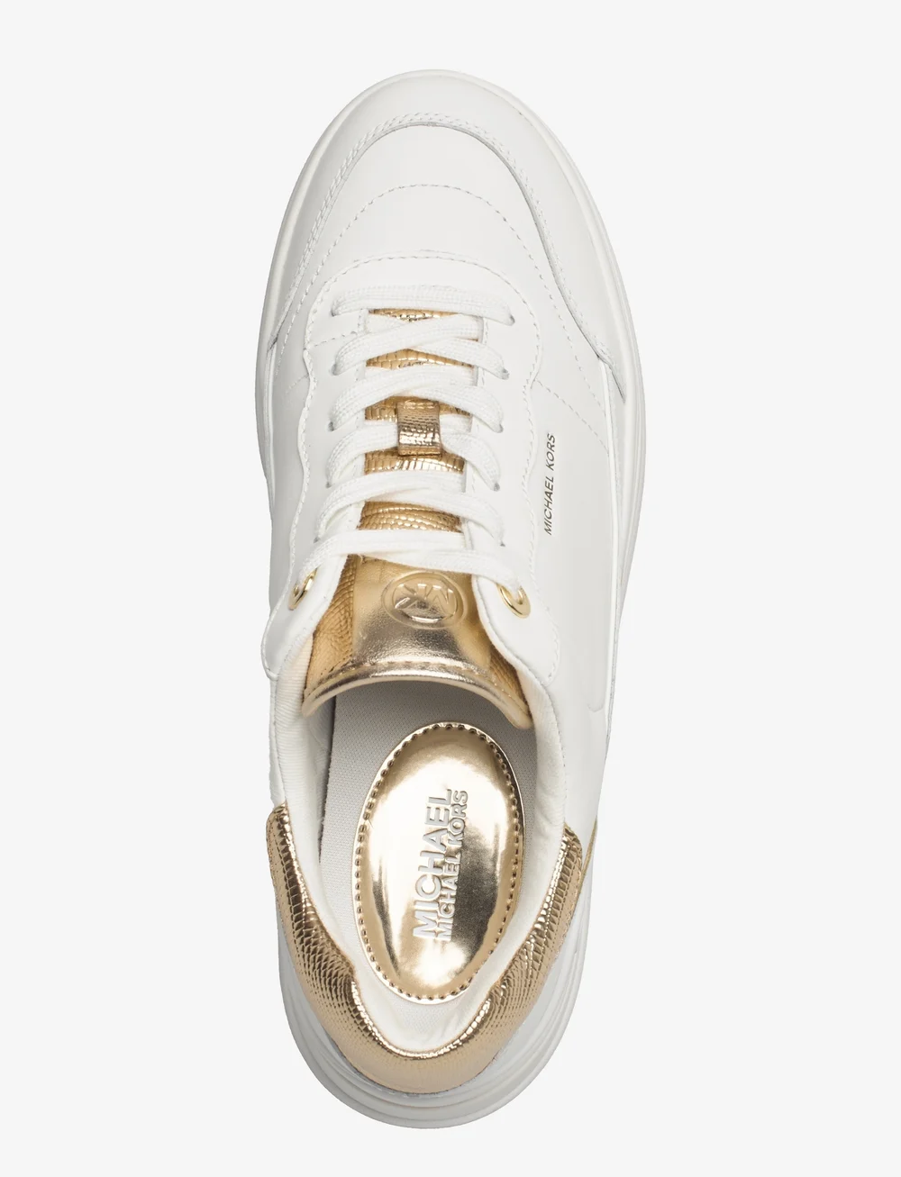 Michael kors white 2025 and gold tennis shoes
