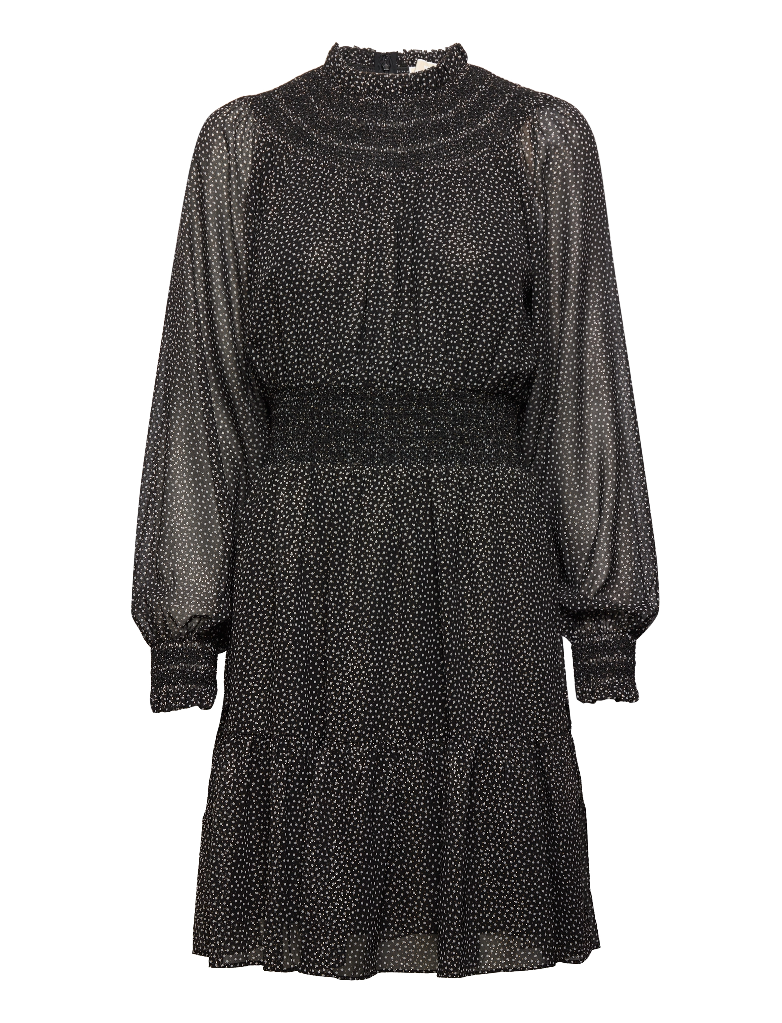 Michael Kors DOTS SMOCKED MINI DR - Kurze Kleider - BLACK/GOLD / black