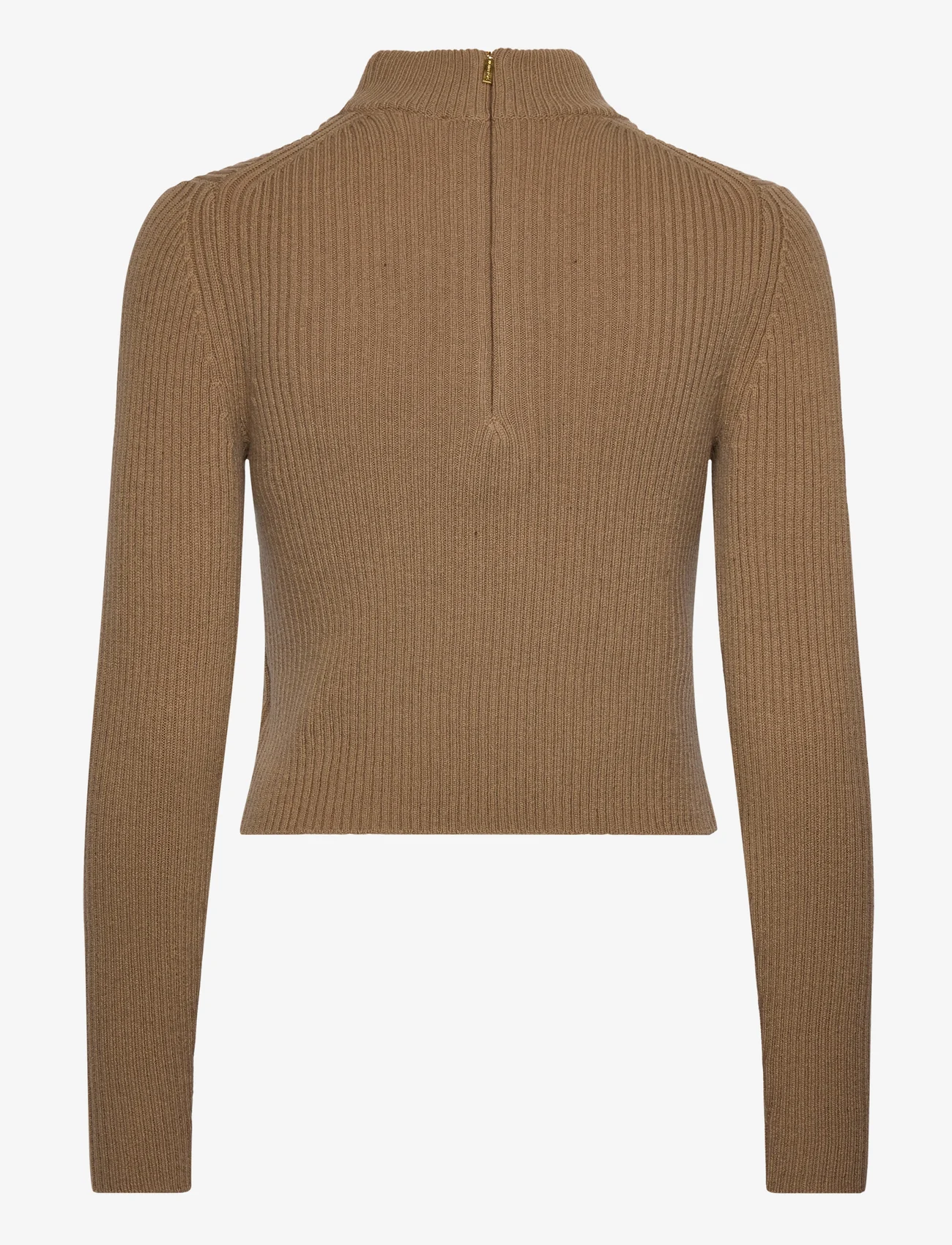 Michael Kors - MOCK NK RIB CROP TOP - džemperiai - dark camel - 1