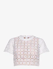 Michael Kors - EYELET CROP CAP SLV TOP - nabapluusid - white - 0