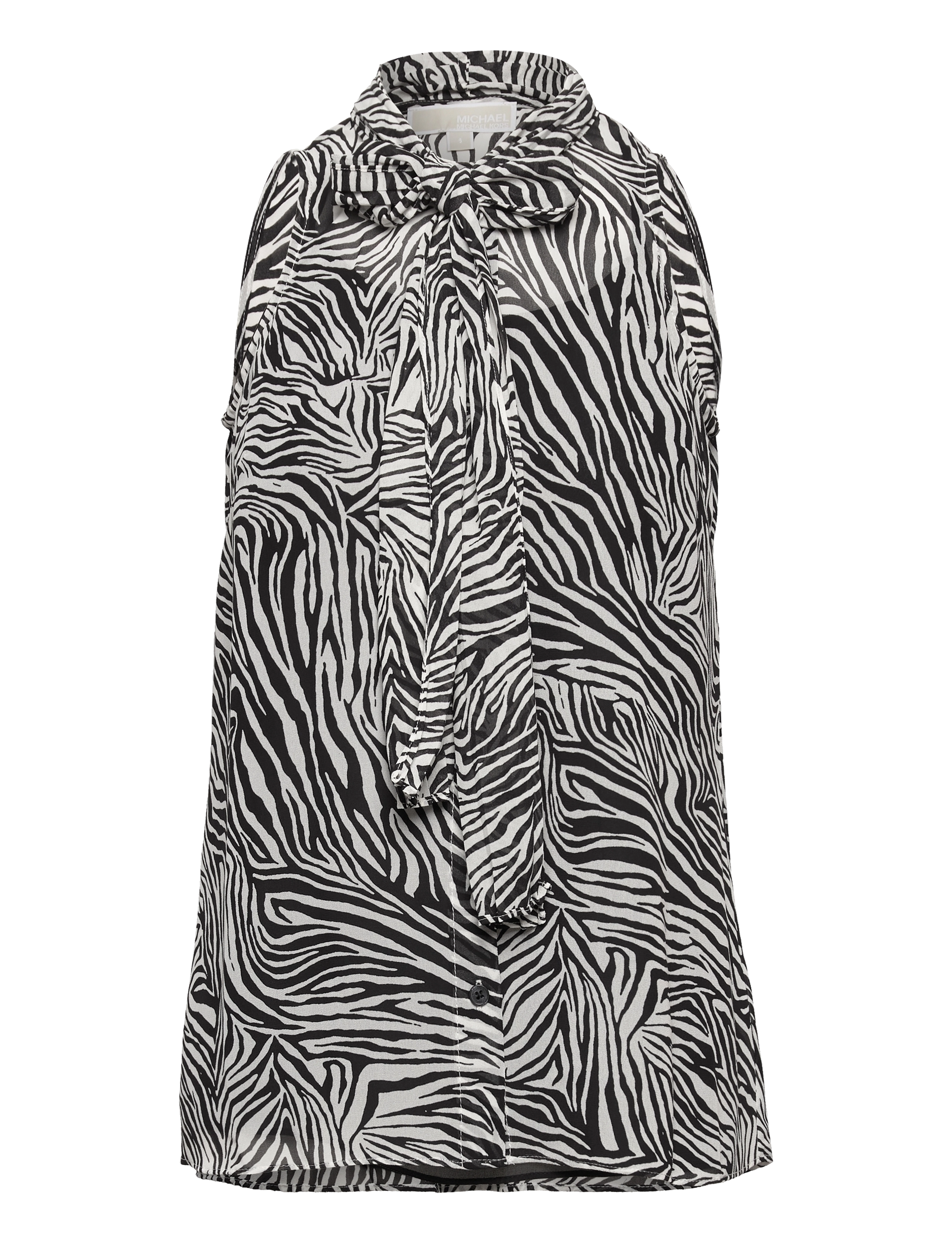 Michael Kors Sat Zebra Bow Top, Kvinder, Sløjfetop, Multi/mønstret, Str: XS