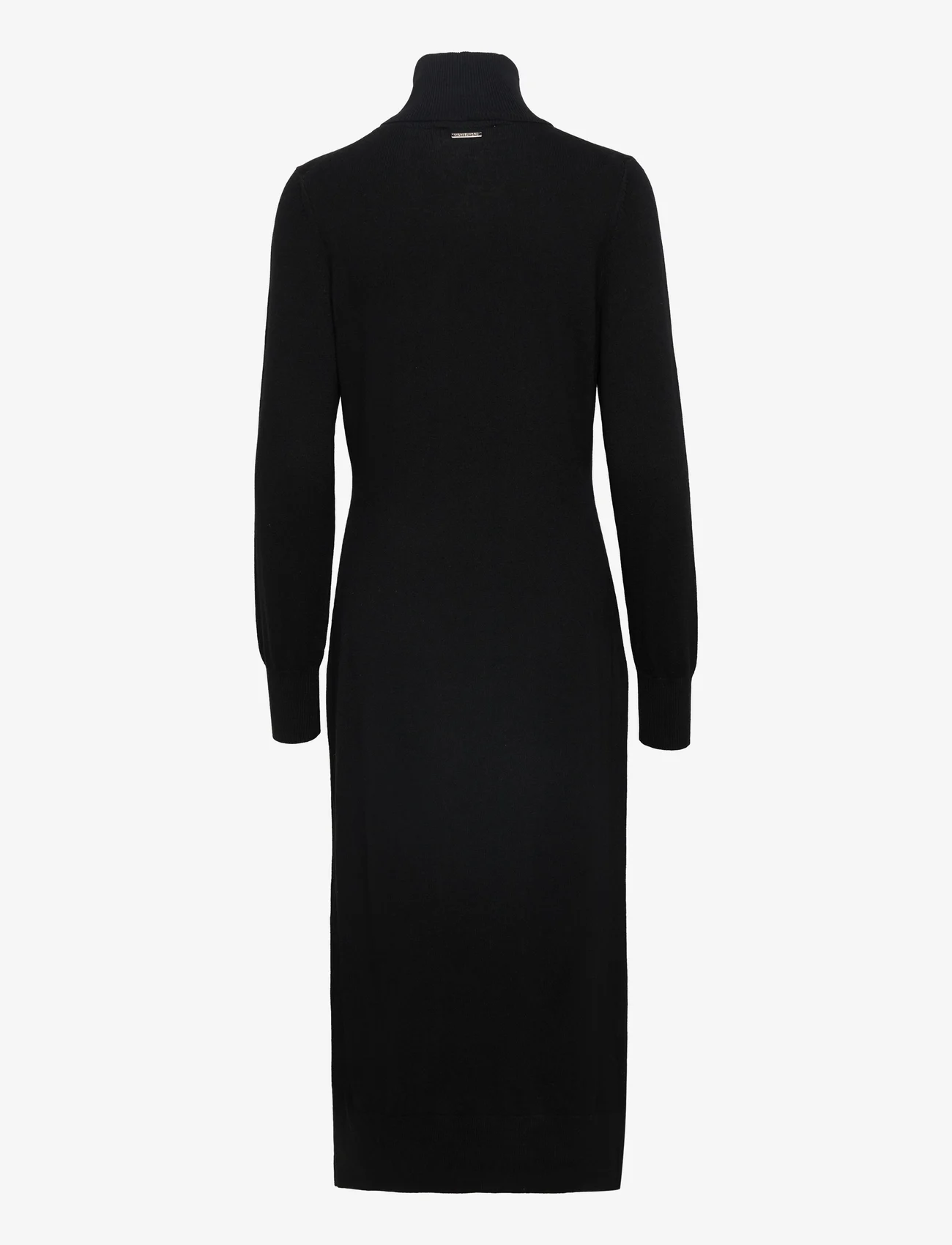 Michael Kors - TURTLE NK SLIT MIDI DRS - sukienki dzianinowe - black - 1