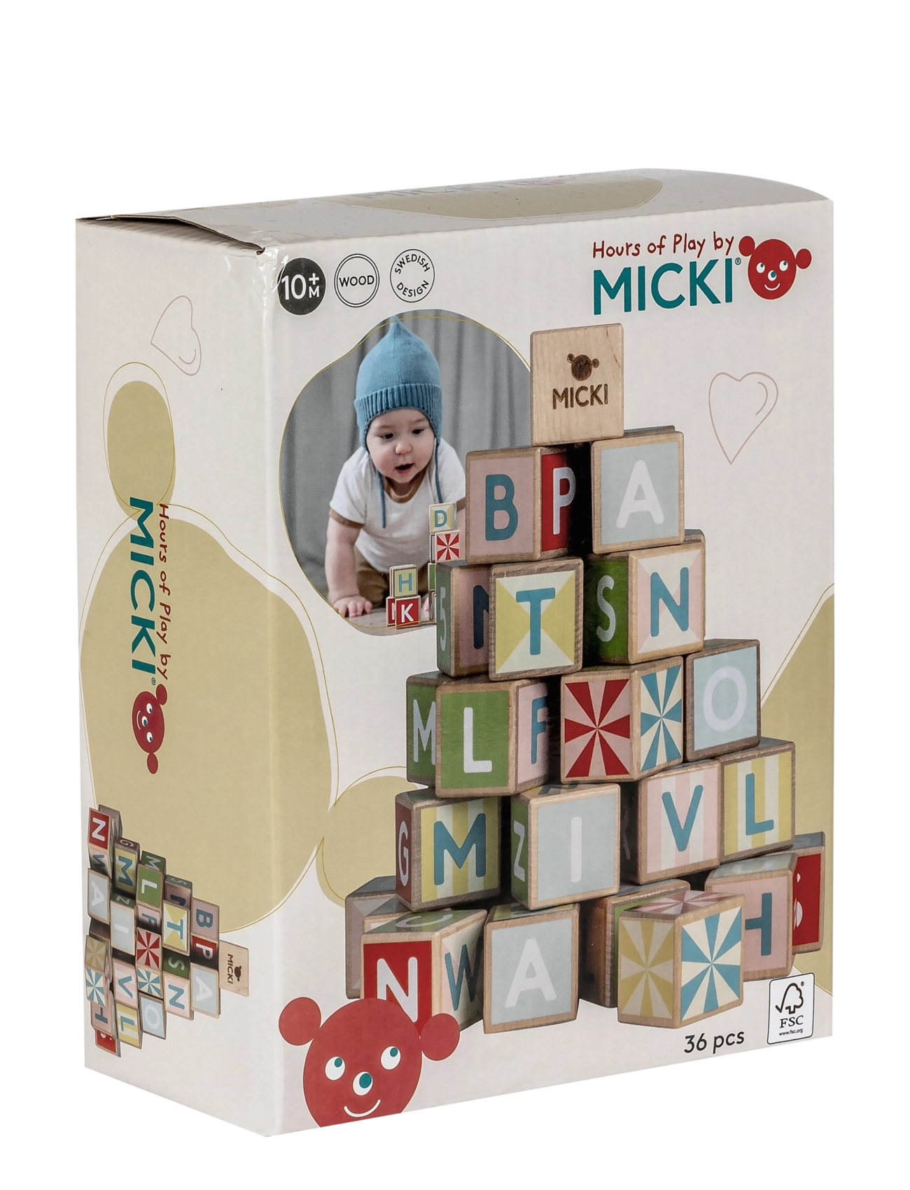 Micki Leksaker - MICKI BOKSTAVSKLOSSAR 36 ST - stapelbara klossar - multi - 2
