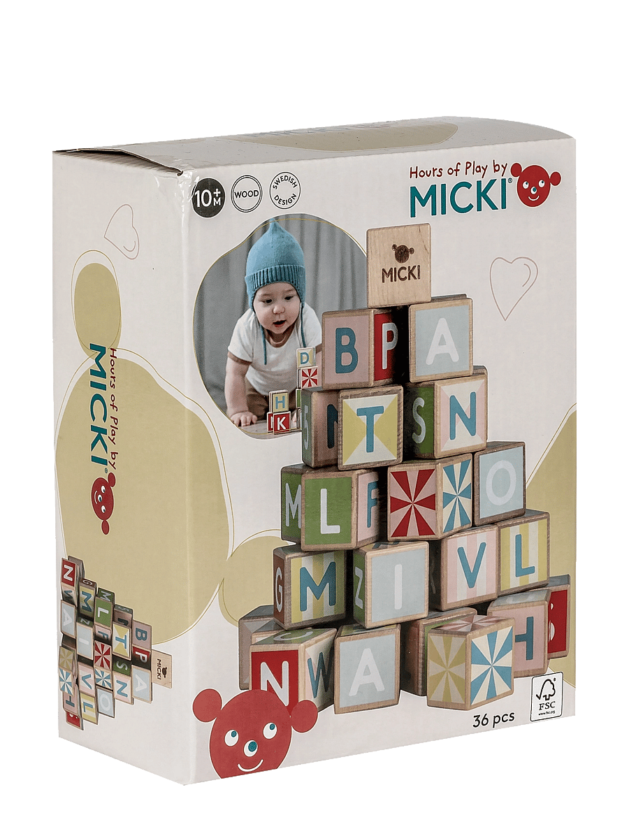 Micki Leksaker - MICKI BOKSTAVSKLOSSAR 36 ST - stapelbara klossar - multi - 2