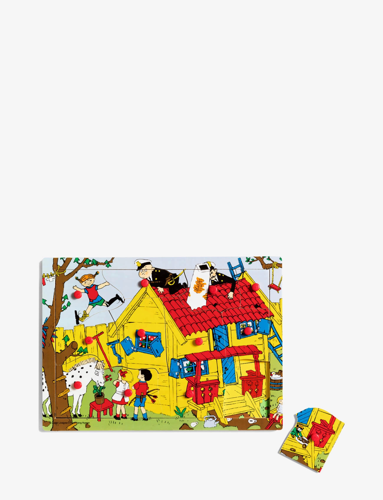 Pippi Langstrømpe Pippi Knoppussel Trä, 12 Bitar, 295X 15X 206MM, Multi/patterned, Puslespil > Puslespil Med Pinde, Børn