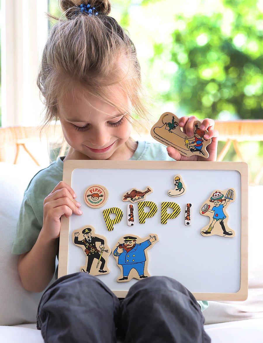 Pippi Langstrømpe - PIPPI MAGNETBOKSTÄVER+FIGURER - pædagogiske puslespil - multi - 0