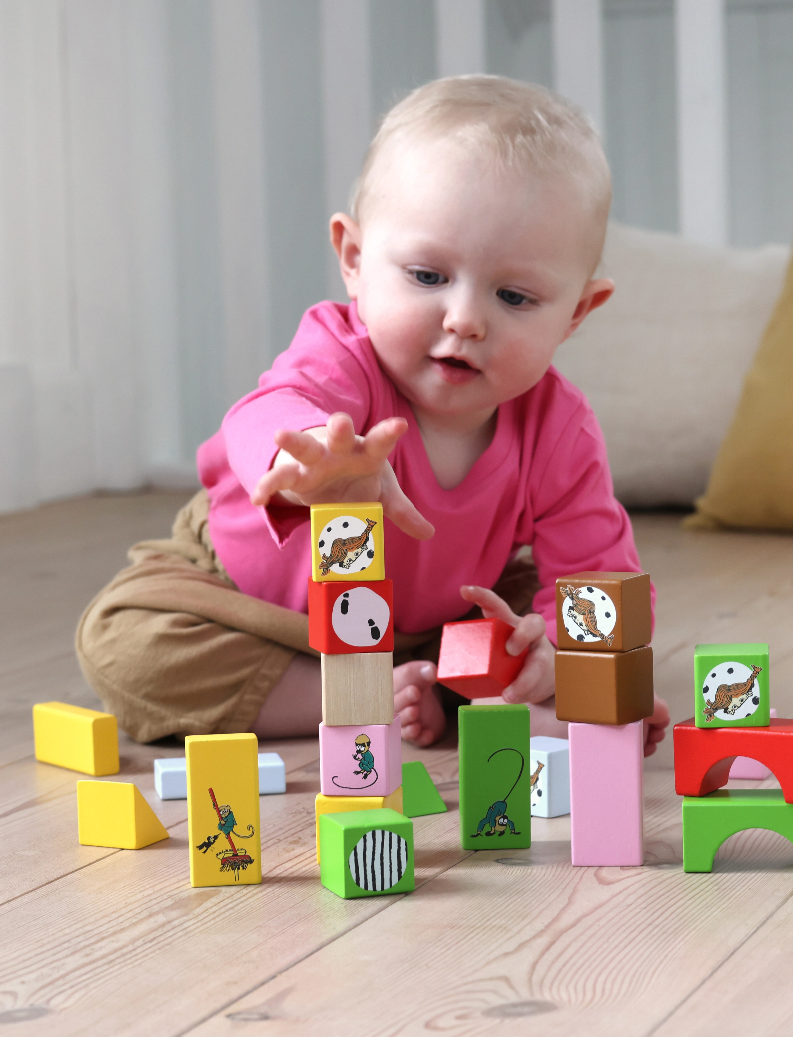 Pippi Langstrømpe Pippi Byggklossar 30 St, Børn, Stackable Blocks, Multi/mønstret, Str: ONE SIZE