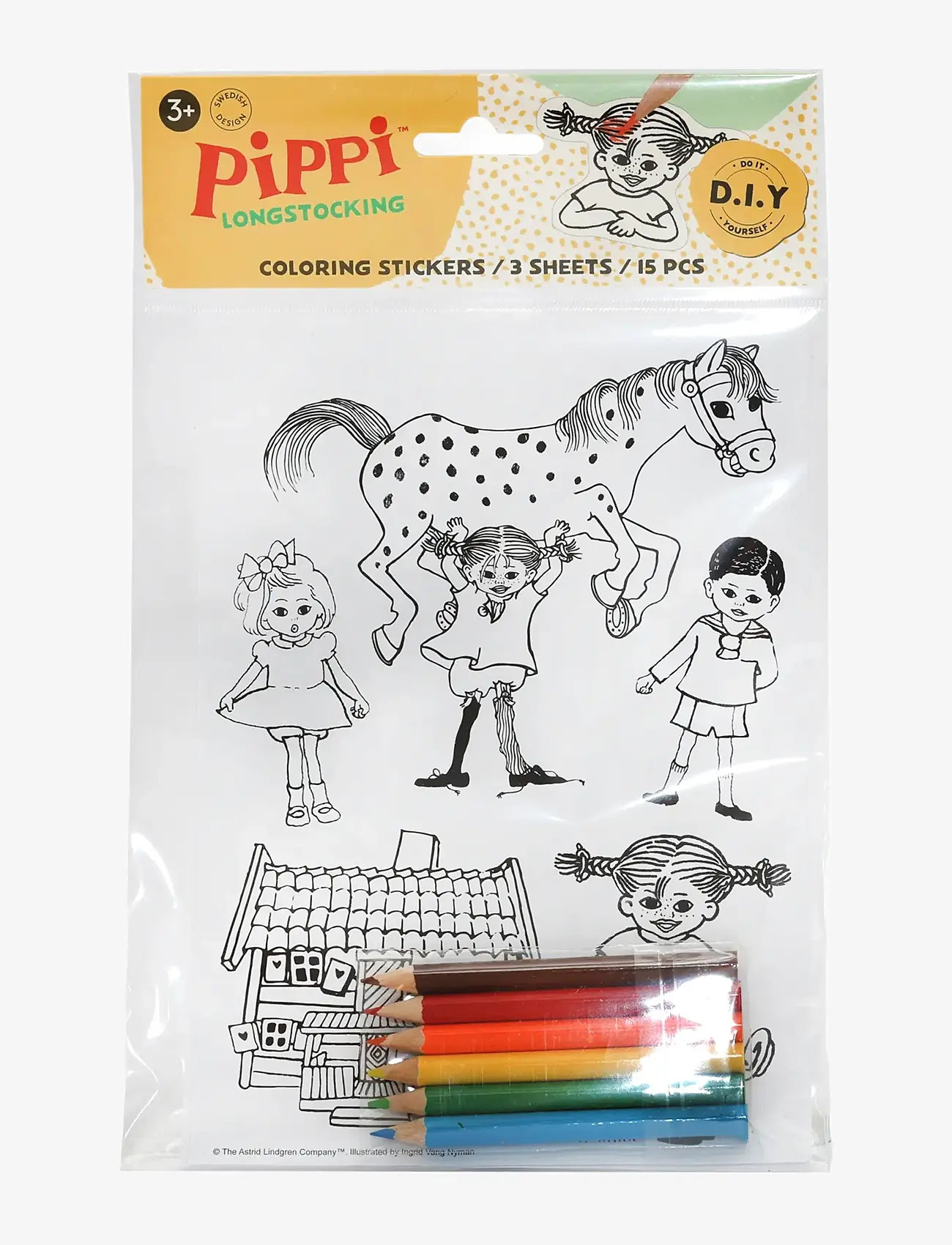 Pippi Långstrump - PIPPI KLISTERMÄRKEN ATT FÄRG - målar- & pysselböcker - multi - 1