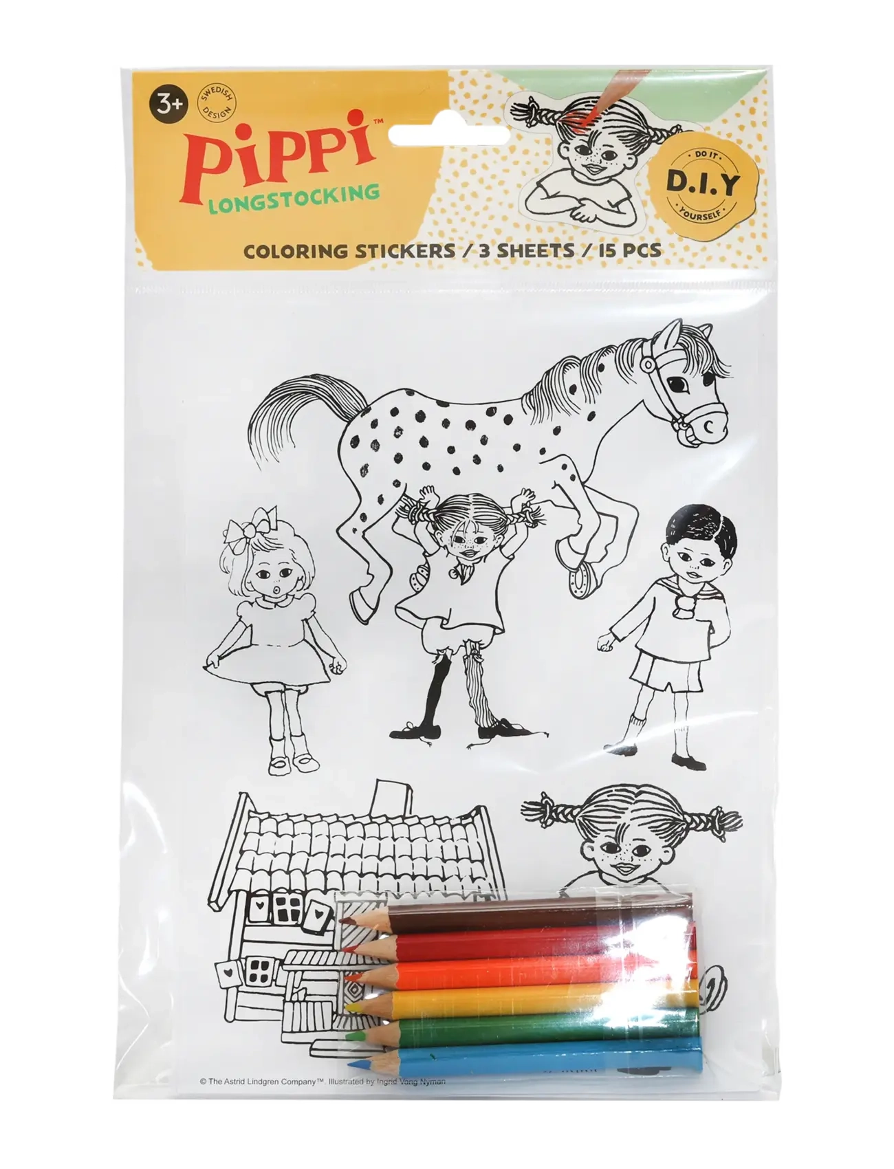 Pippi Langstrømpe PIPPI KLISTERMÄRKEN ATT FÄRG - Male- & kreabøger - MULTI / multi