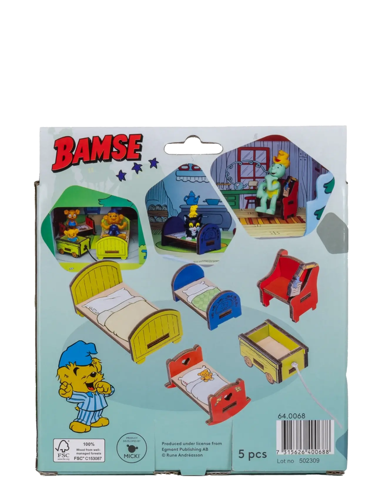 Micki Leksaker - BAMSE DOCKHUSMÖBLER SOVRUM - docktillbehör - multi - 4