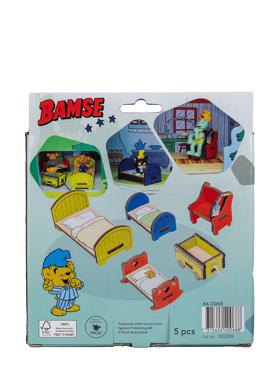 Micki Leksaker - BAMSE DOCKHUSMÖBLER SOVRUM - docktillbehör - multi - 2