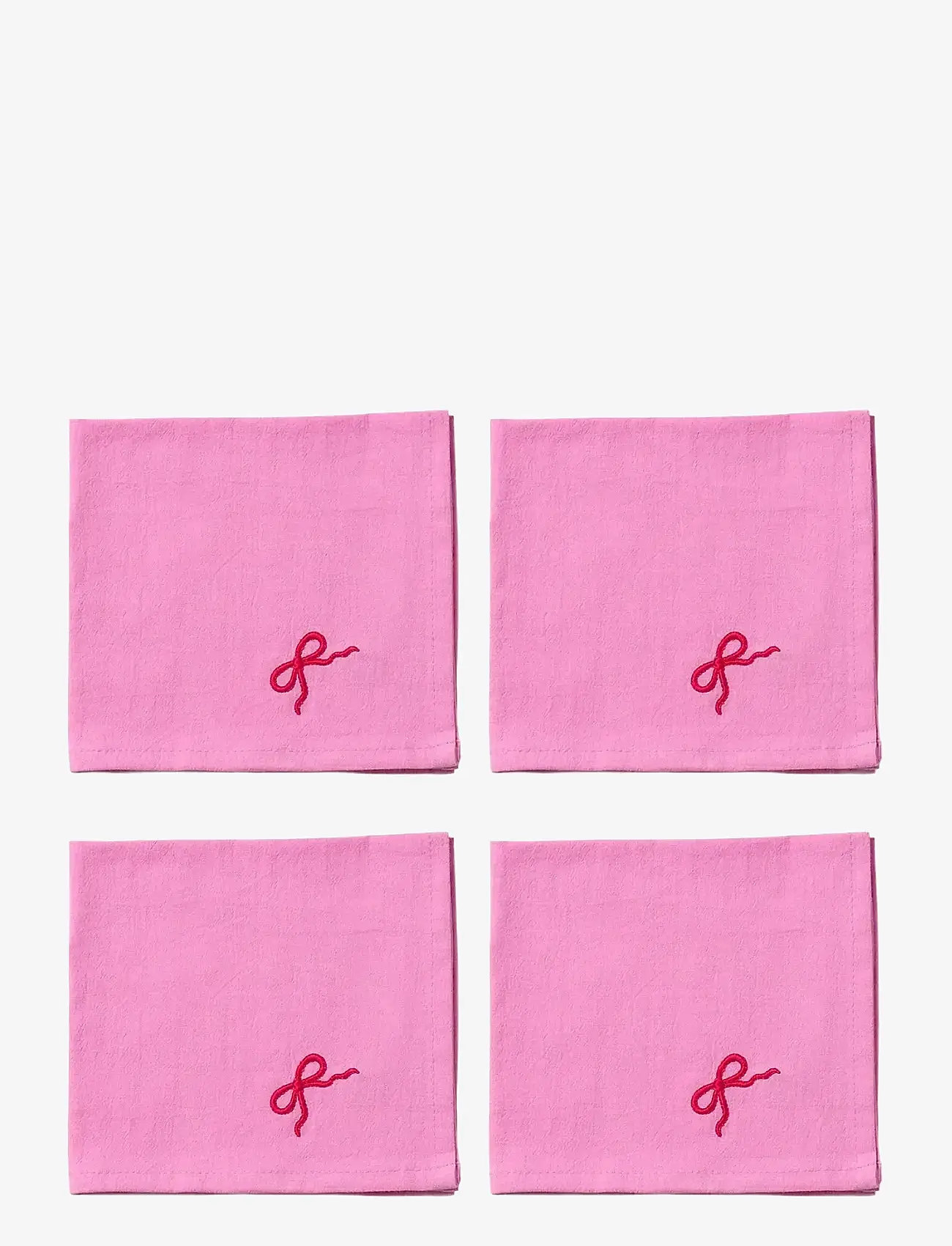 Midnatt - Napkins 4-pack Pink Bow - stoffservietten - pink - 0