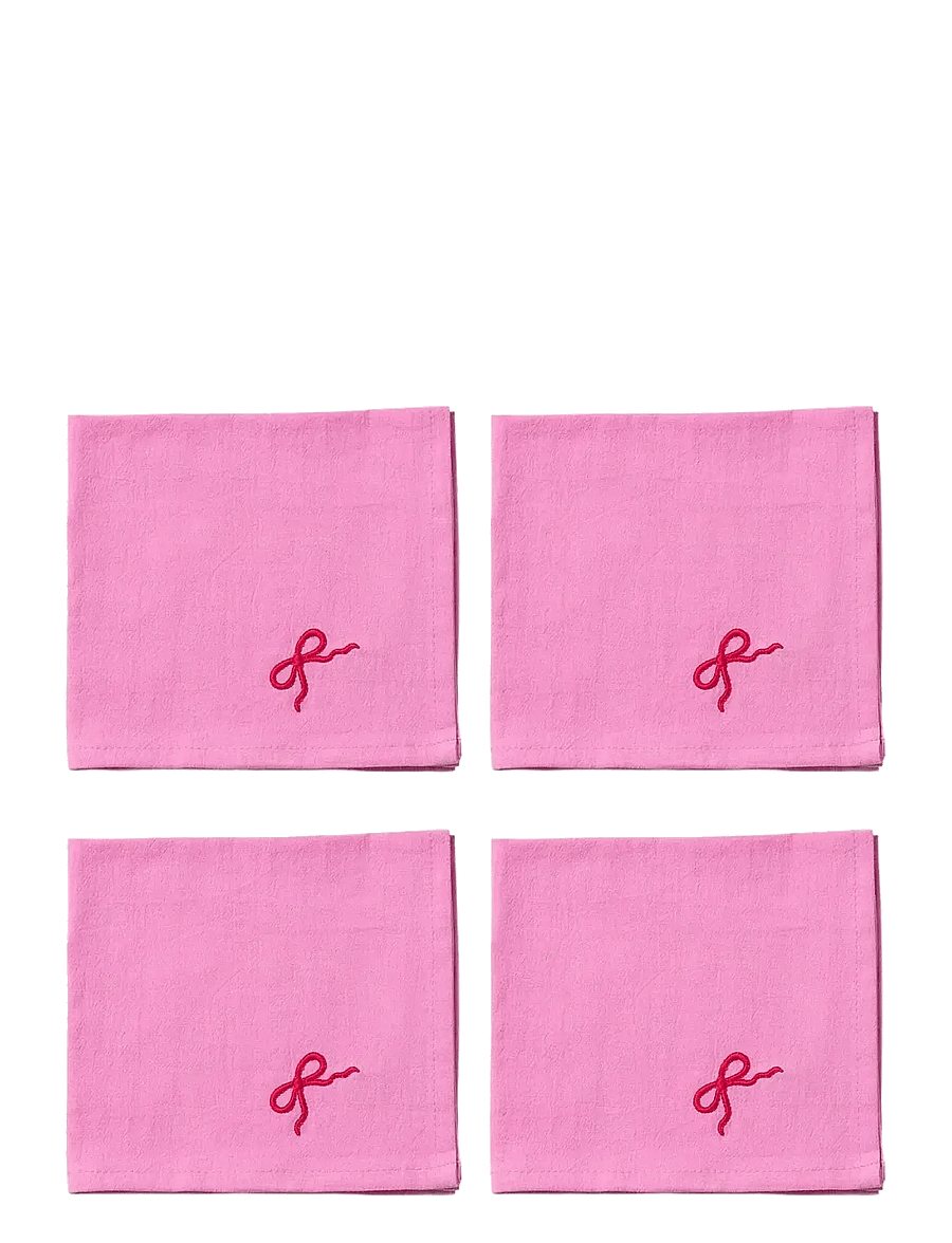 Midnatt - Napkins 4-pack Pink Bow - stoffservietten - pink - 1