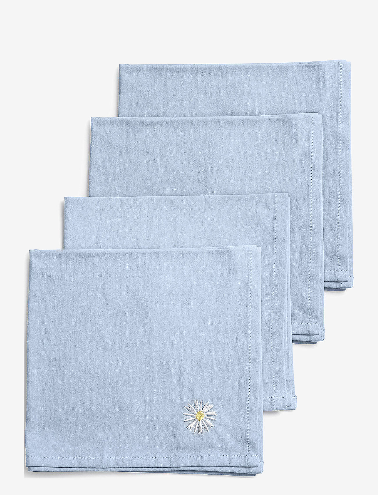 Midnatt - Napkins 4-pack Daisy - linased ja puuvillased salvrätikud - light blue - 0