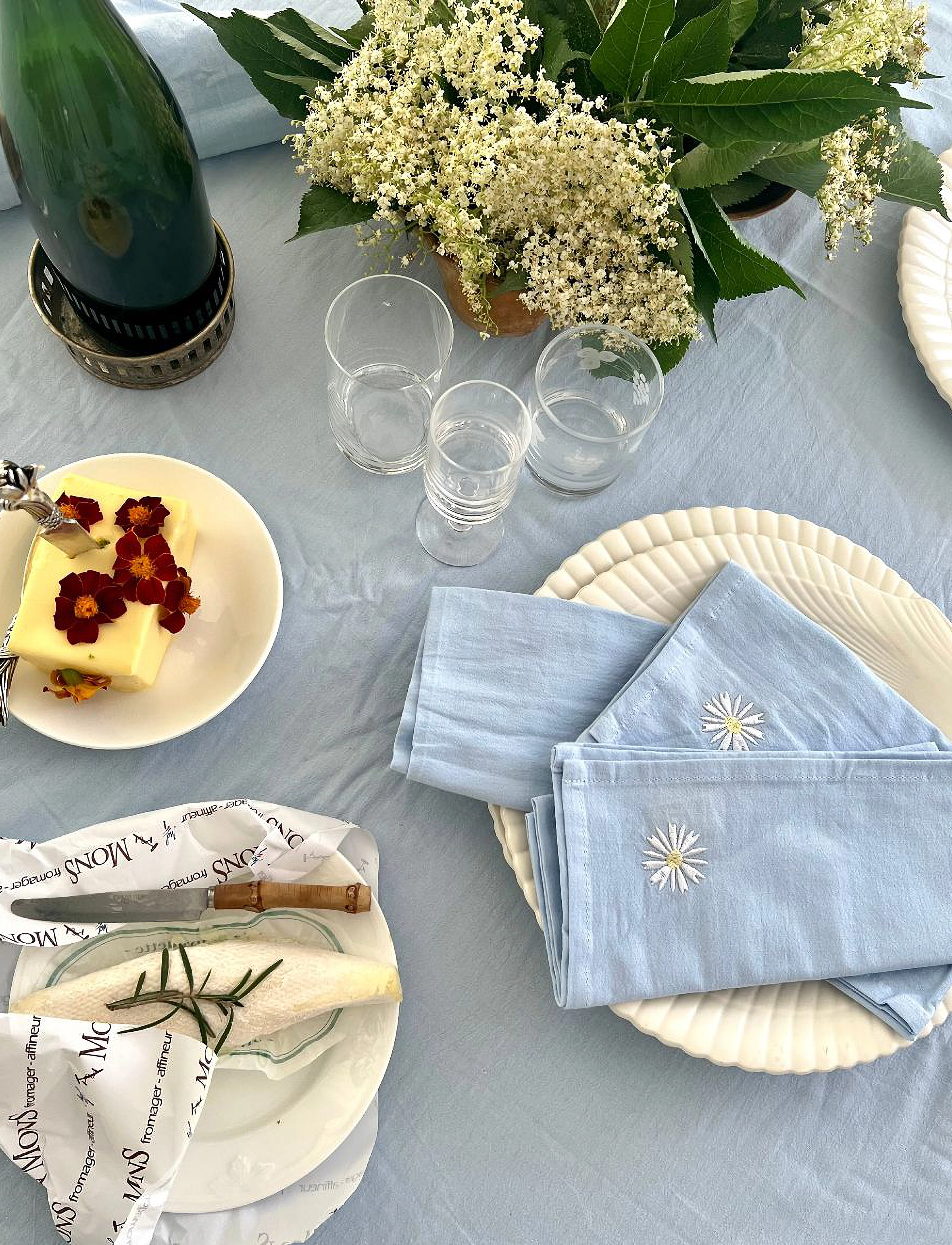 Midnatt Servietter 4-Pak Daisy, 40X40 cm, Napkins, Blau - Cloth Homeware