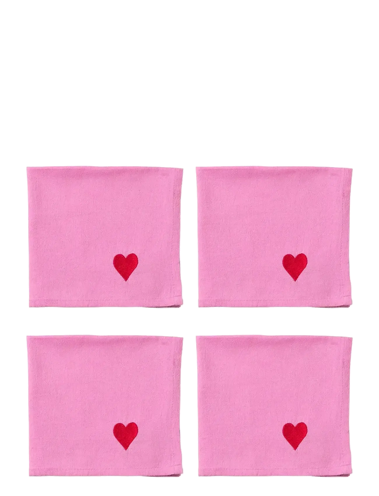MIDNATT Servietter, 4-Pak, Pink Hearts Pink - 40X40CM - Unisex