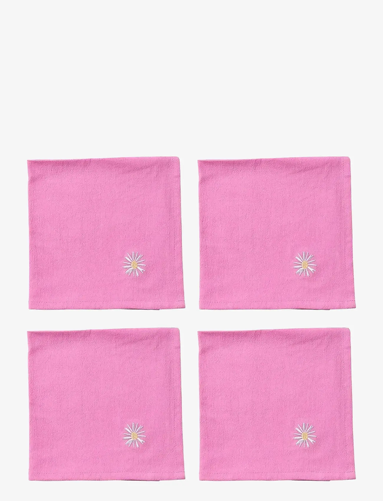 Midnatt - Napkins 4-pack Pink Daisy - linen- & cotton napkins - pink - 1