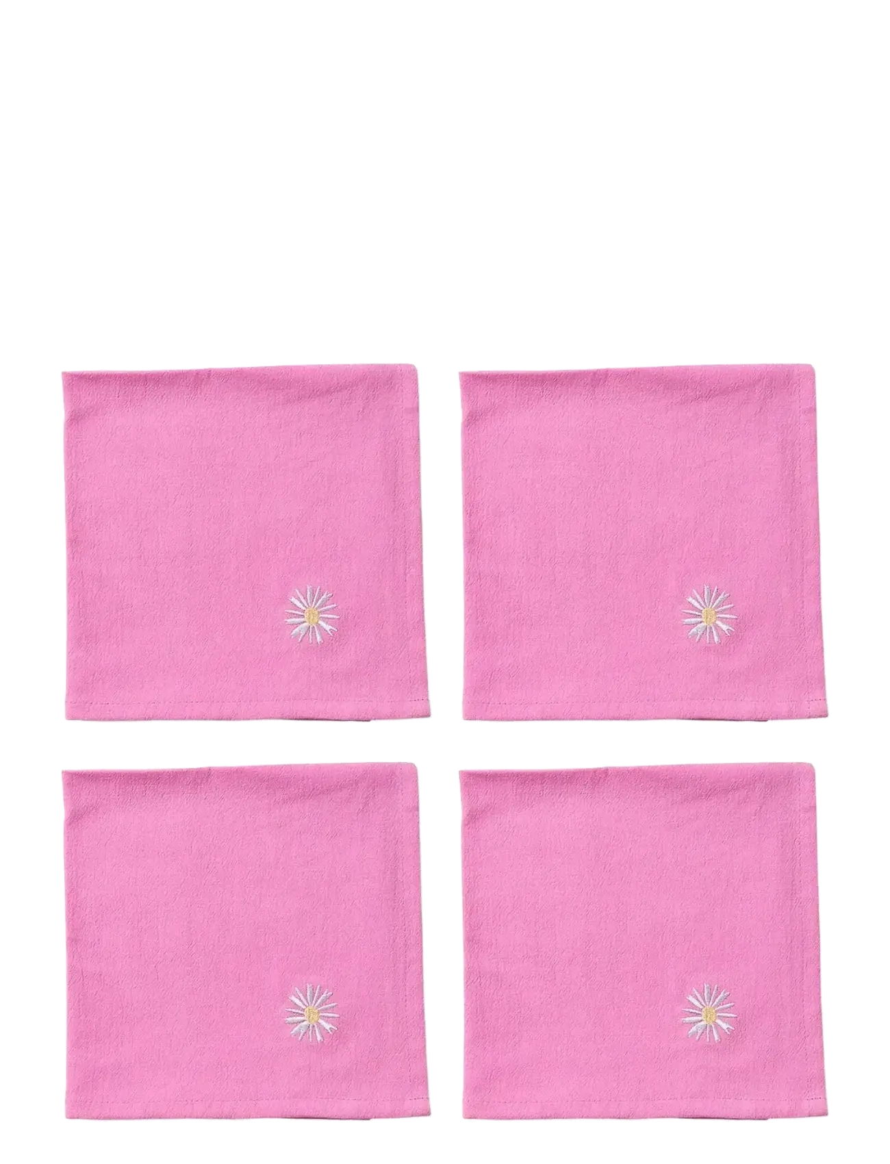 Midnatt Napkins 4-pack Pink Daisy - Tekstiler - PINK / red
