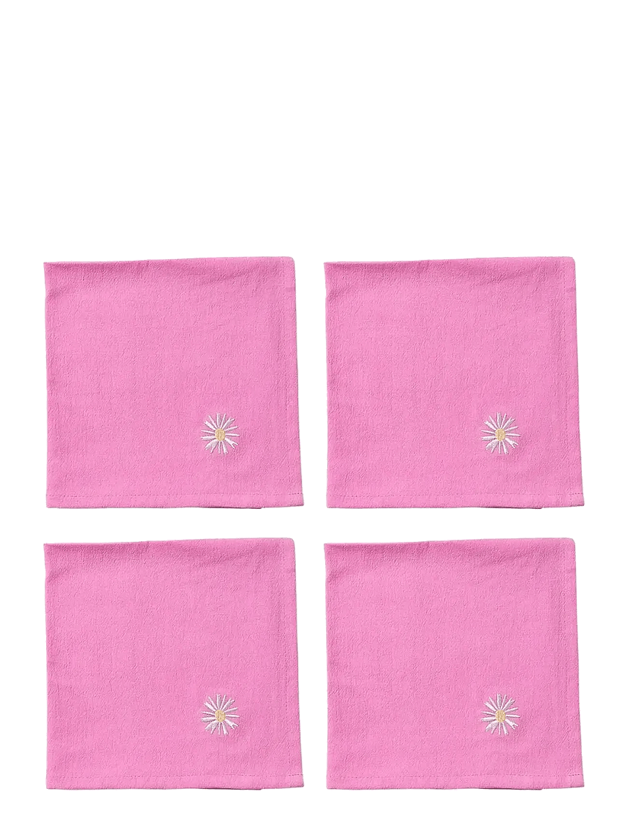 Midnatt - Napkins 4-pack Pink Daisy - stoffservietten - pink - 0