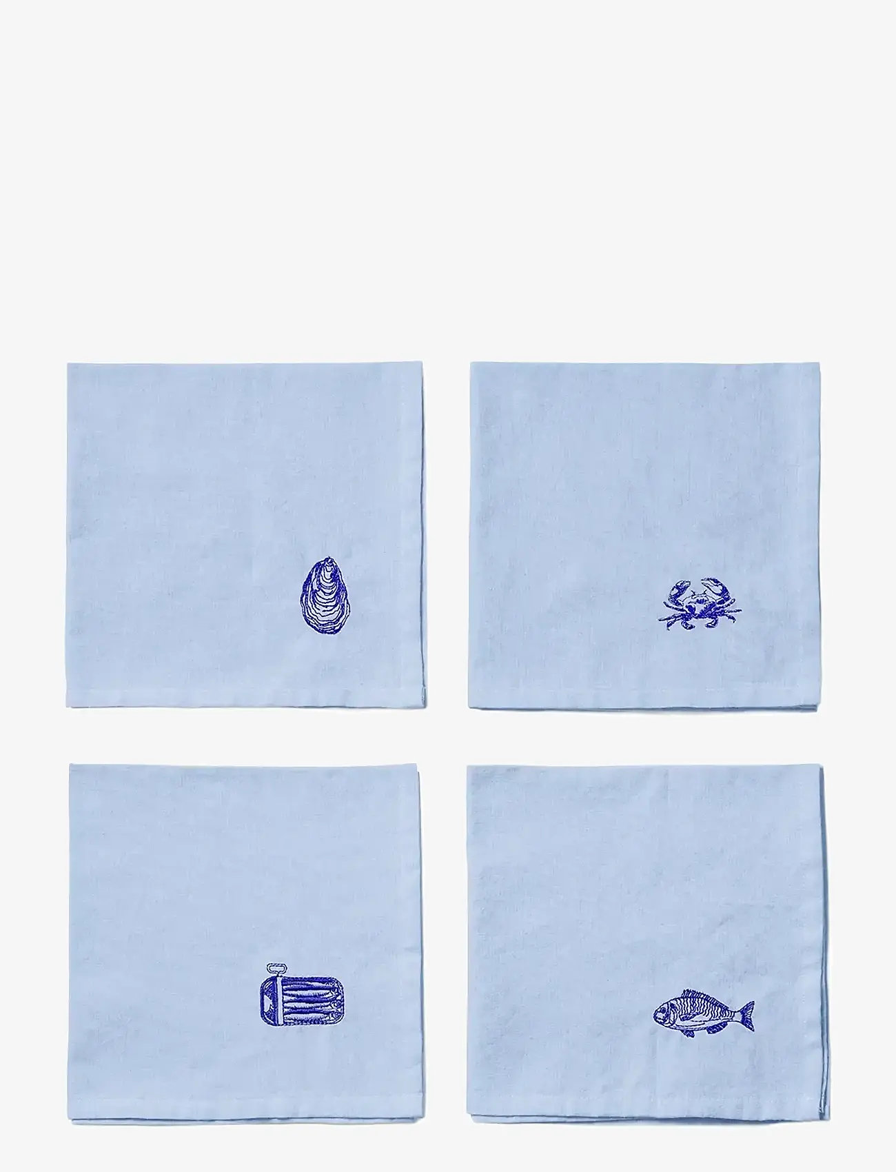 Midnatt - Napkins 4-pack Josefin La mer - linen- & cotton napkins - light blue - 0