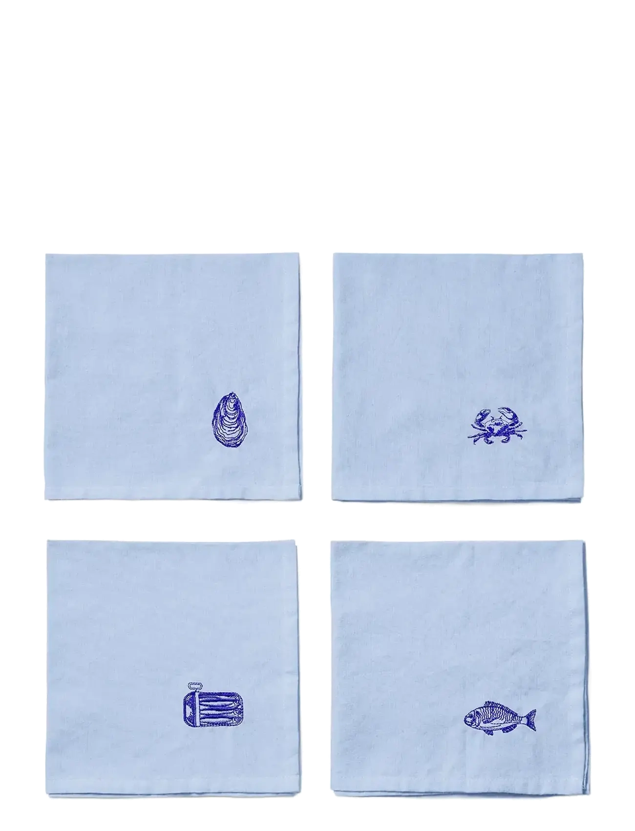 Midnatt Napkins 4-pack Josefin La mer - Tekstiler - LIGHT BLUE / blue
