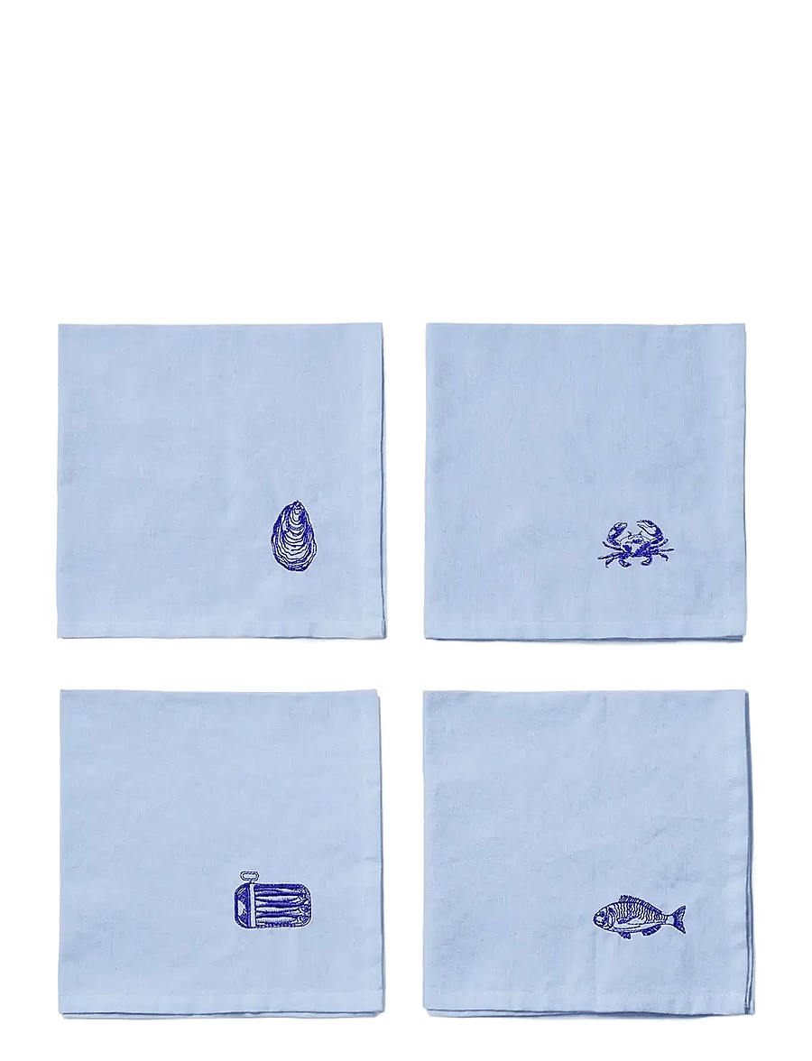 Midnatt - Napkins 4-pack Josefin La mer - stoffservietten - light blue - 1