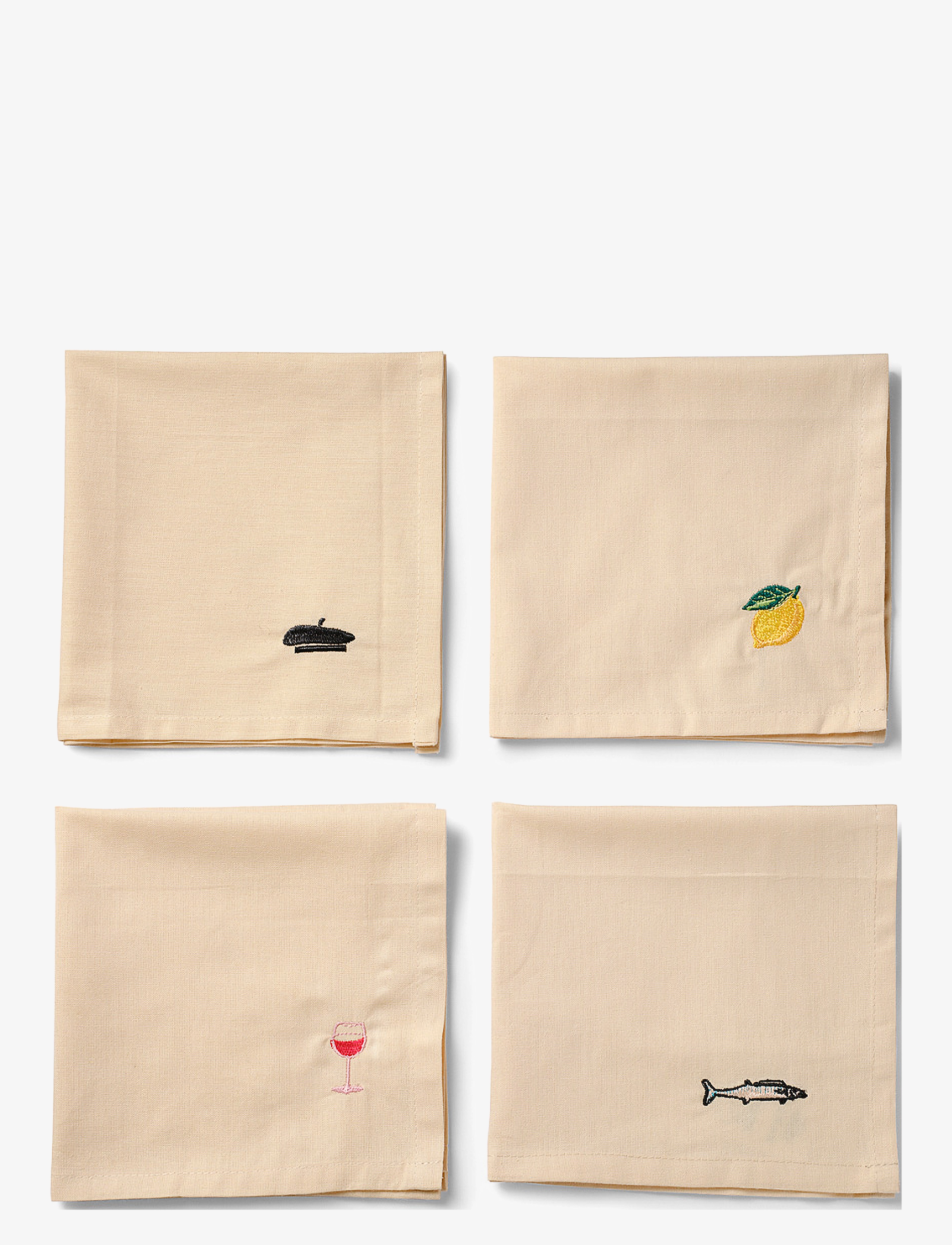 Midnatt Servietter, 4-Pak, Déjeuner, Cloth Serviet, Beige, Str: 40X40CM