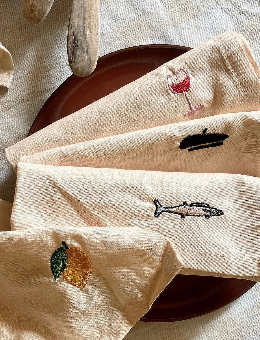 Midnatt - Napkins 4-pack Déjeuner - linased ja puuvillased salvrätikud - beige - 1