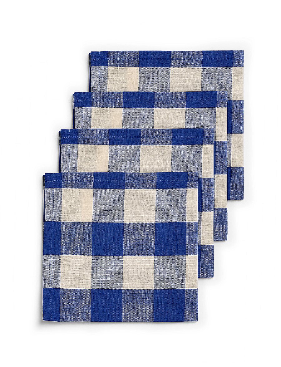 Midnatt - Napkins 4-pack La mer - linased ja puuvillased salvrätikud - blue - 0