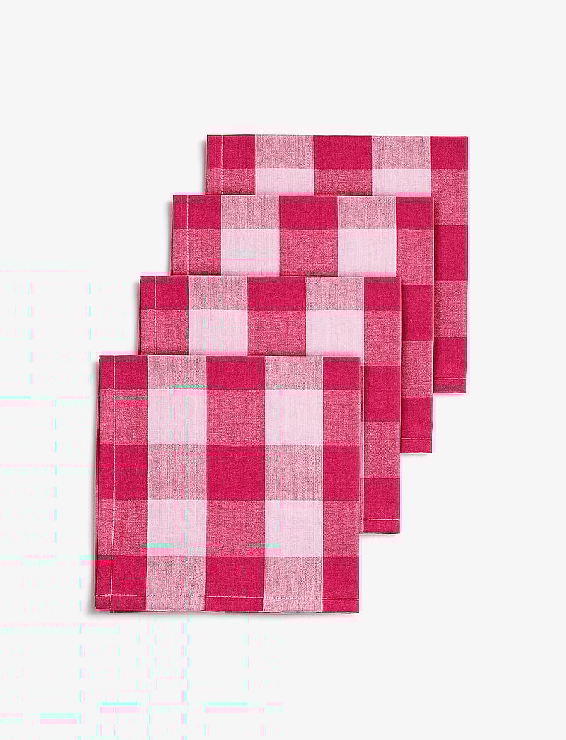 Midnatt - Napkins 4-pack Paola - stoffservietten - red and pink - 0