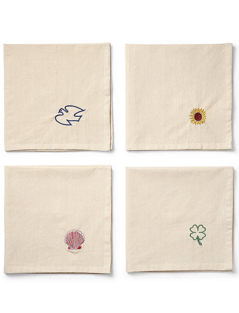 Midnatt - Napkins 4-pack Charms - linased ja puuvillased salvrätikud - beige - 0