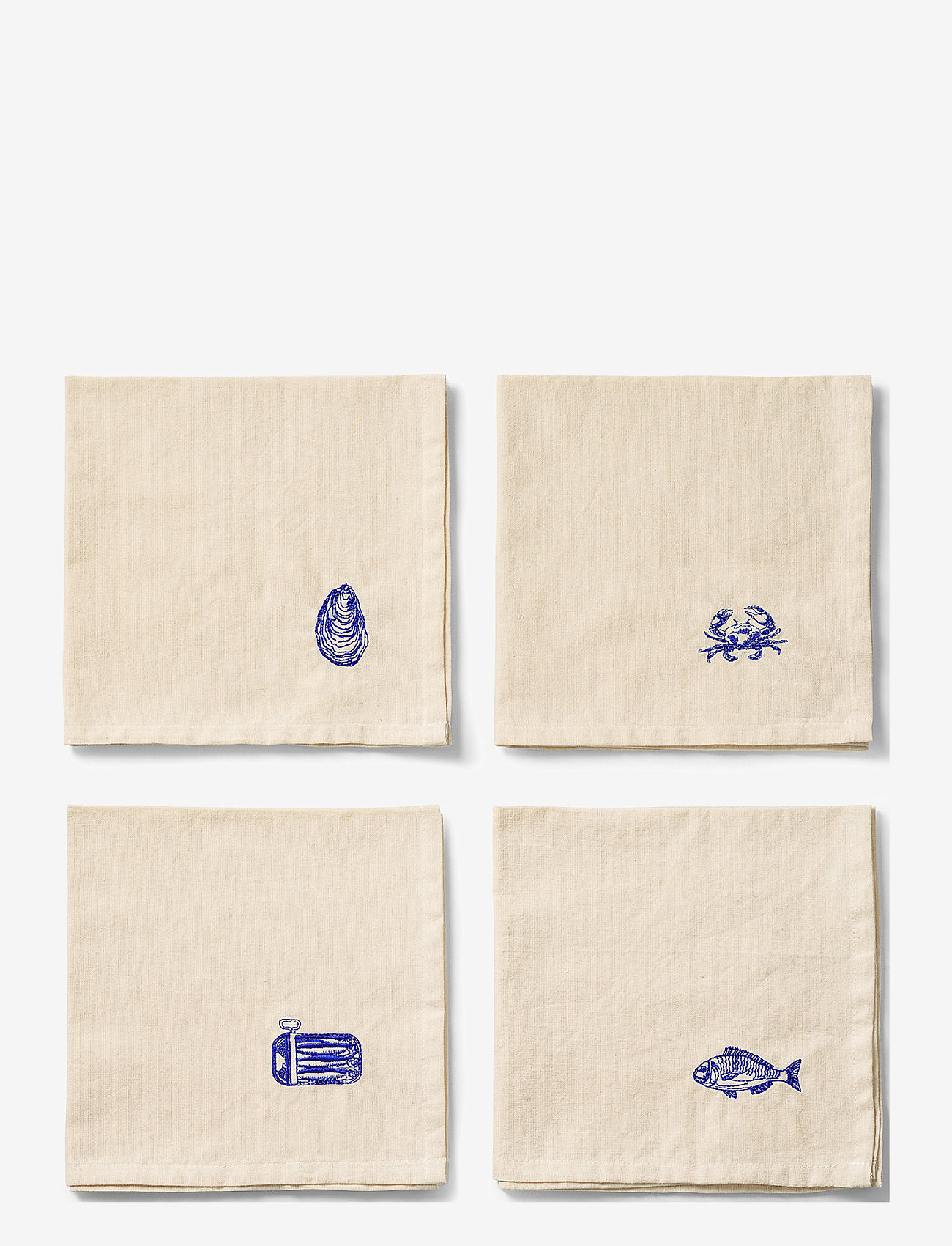 Midnatt - Napkins 4-pack La mer - linased ja puuvillased salvrätikud - beige - 0