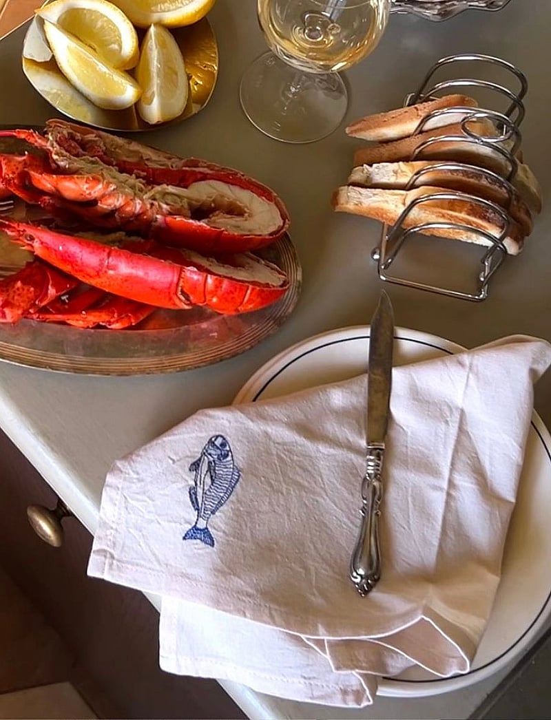 Midnatt - Napkins 4-pack La mer - linased ja puuvillased salvrätikud - beige - 2