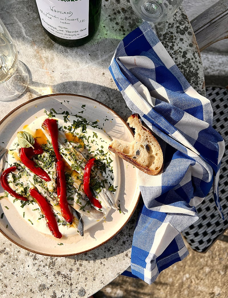 Midnatt - Napkins 4-pack La mer - linased ja puuvillased salvrätikud - blue - 0