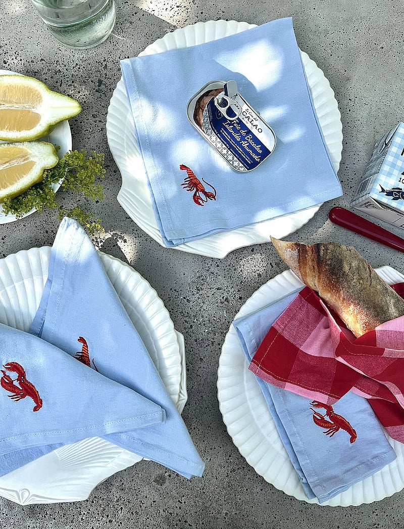 Midnatt - Napkins 4-pack Crayfish - stoffservietten - blue - 1