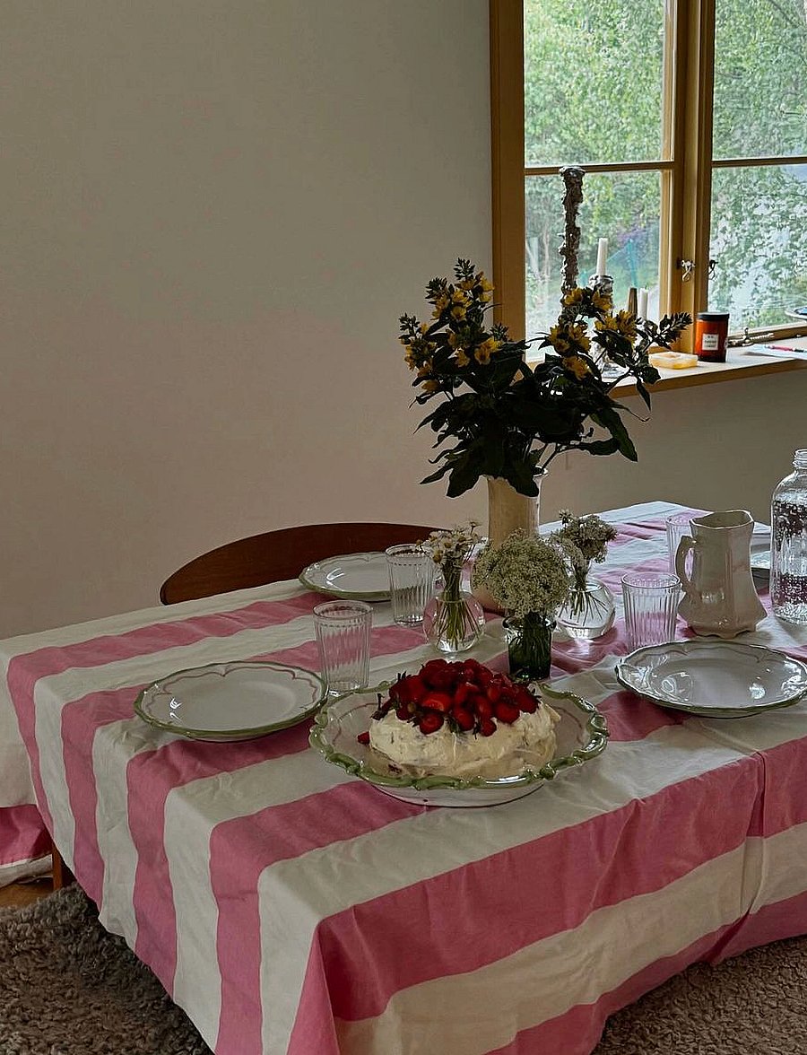 Midnatt - Bordsduk Gaia - dukar & löpare - pink and white - 3