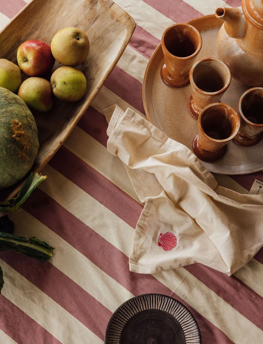 Midnatt - Tablecloth Irene - laudlinad - terracotta and light yellow - 3