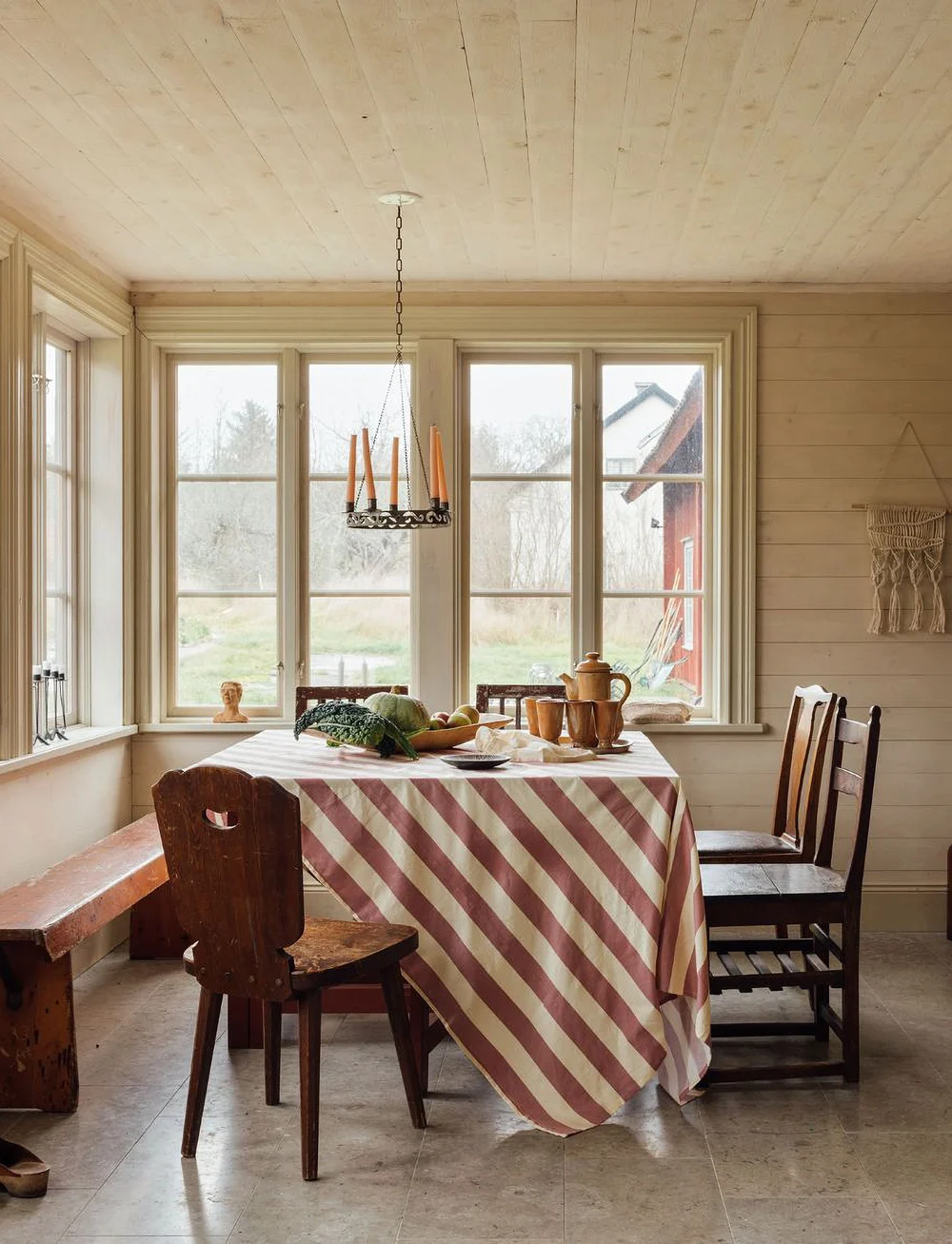 Midnatt - Tablecloth Irene - laudlinad - terracotta and light yellow - 5