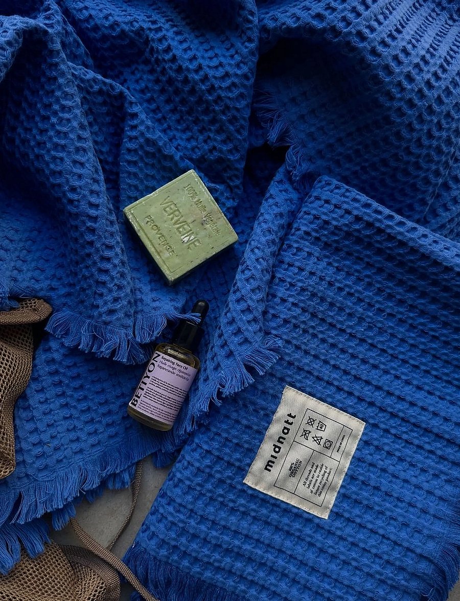 Midnatt - Waffle towel Cielo - handtücher - blue - 0