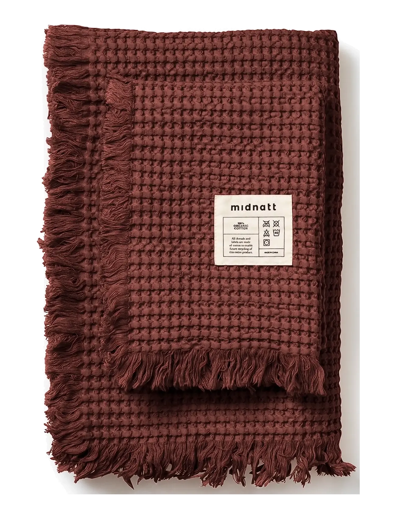 Midnatt Waffle towel Doxie - Lastetuba - CAMEL BROWN / burgundy