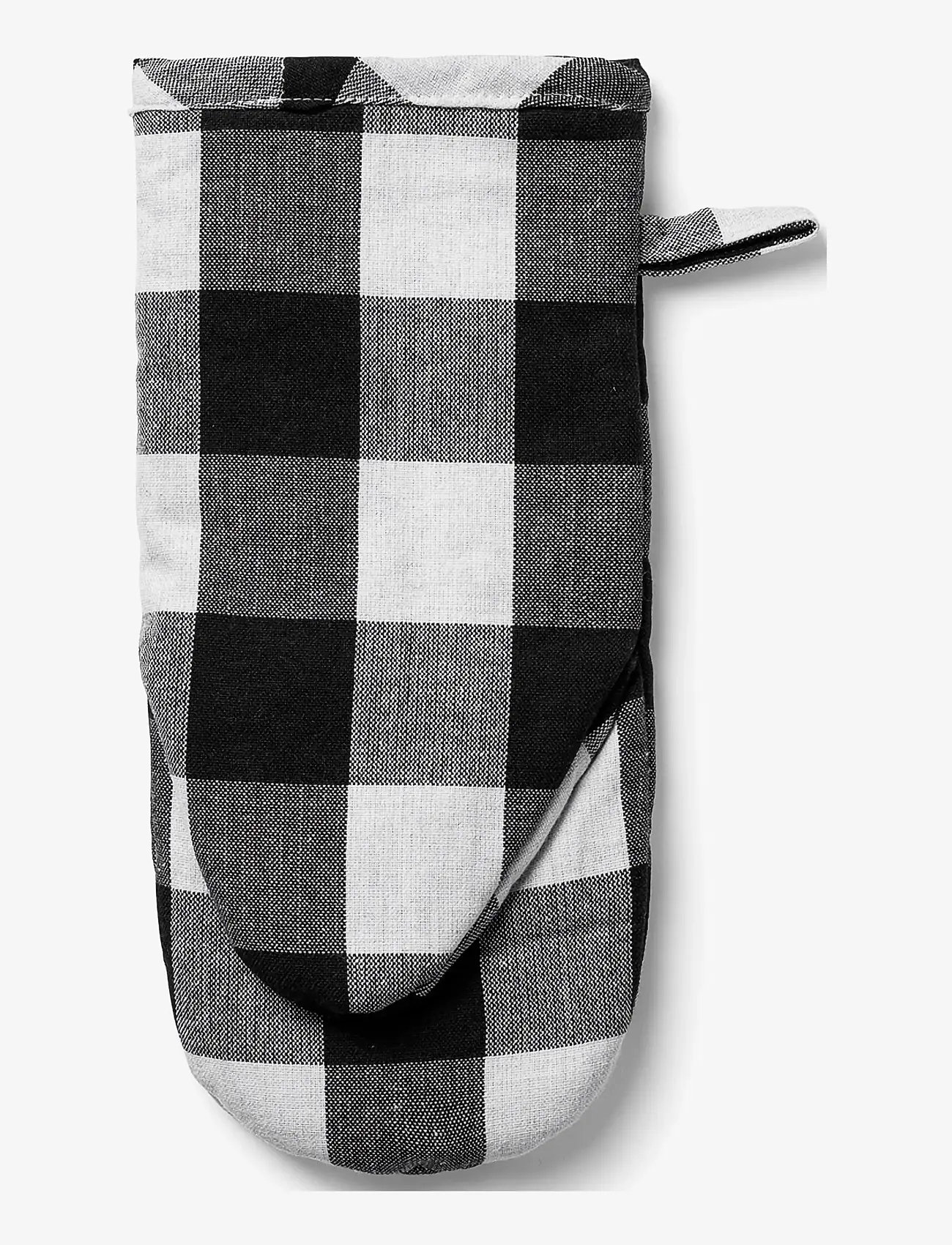 Midnatt - Oven mitt checked b/w - grydelapper & ovnhandsker - black&white - 1