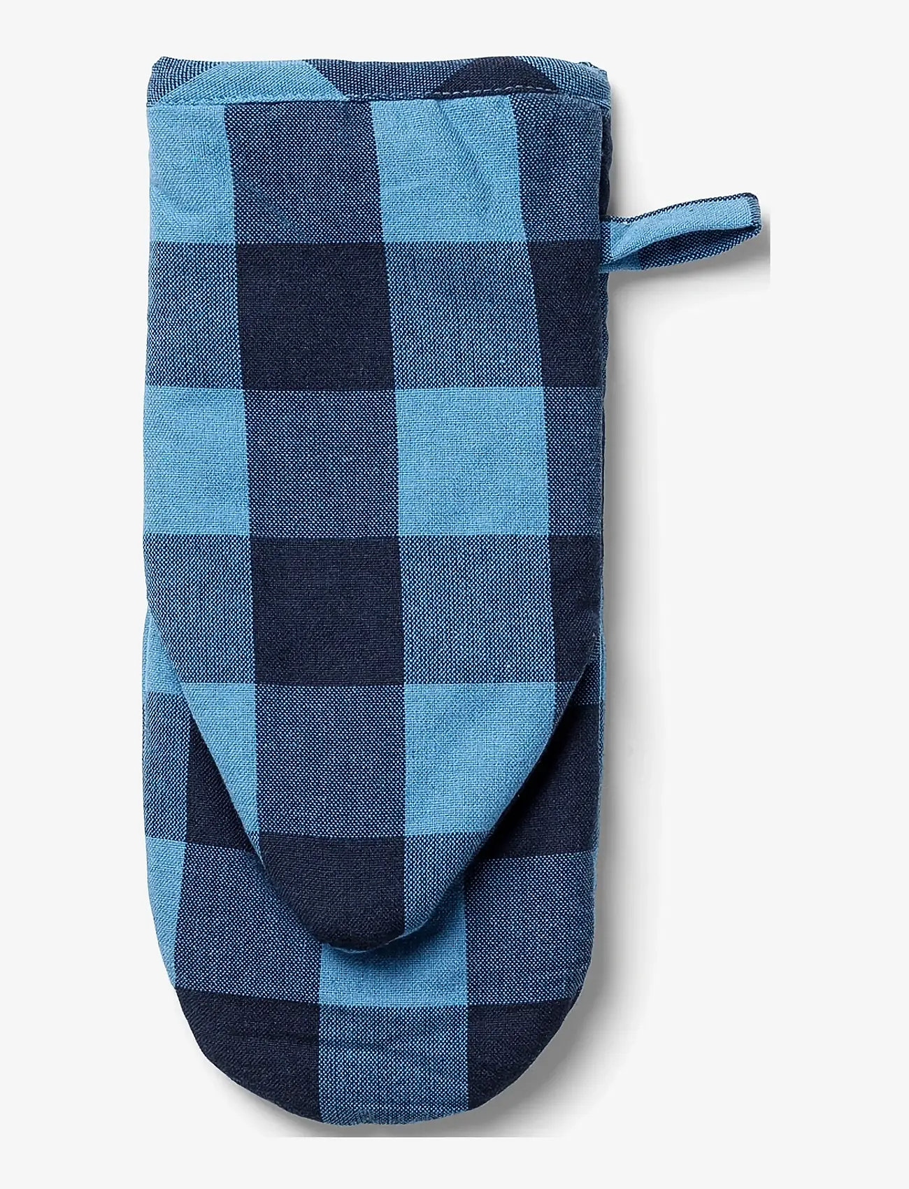 Midnatt - Oven mitt checked blue - grydelapper & ovnhandsker - blue - 1