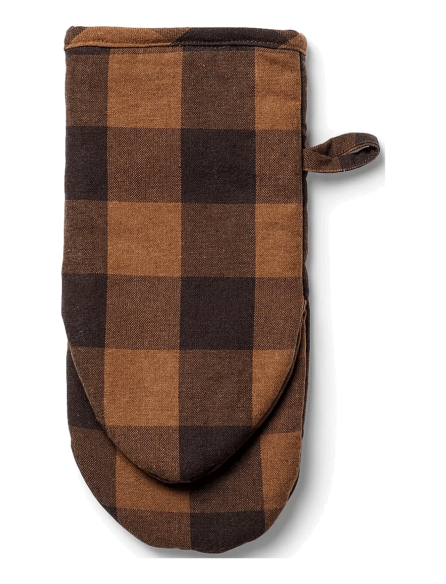 Midnatt - Oven mitt checked brown - ahjukindad, pajalapid ja potihoidjad - brown - 1