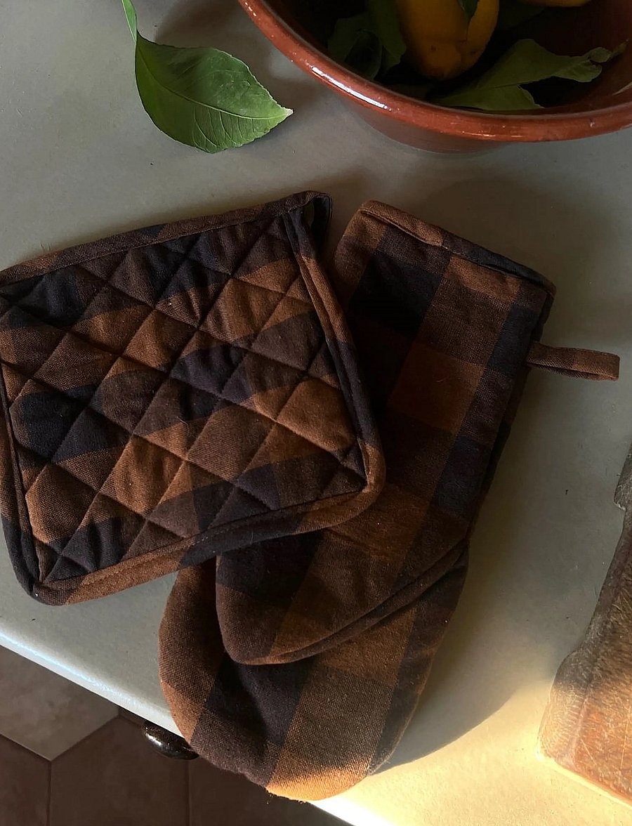Midnatt - Oven mitt checked brown - ahjukindad, pajalapid ja potihoidjad - brown - 3