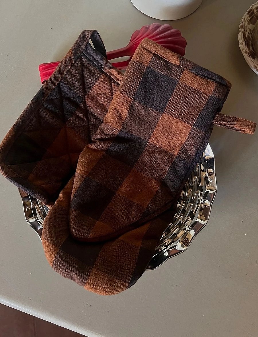 Midnatt - Oven mitt checked brown - ahjukindad, pajalapid ja potihoidjad - brown - 4