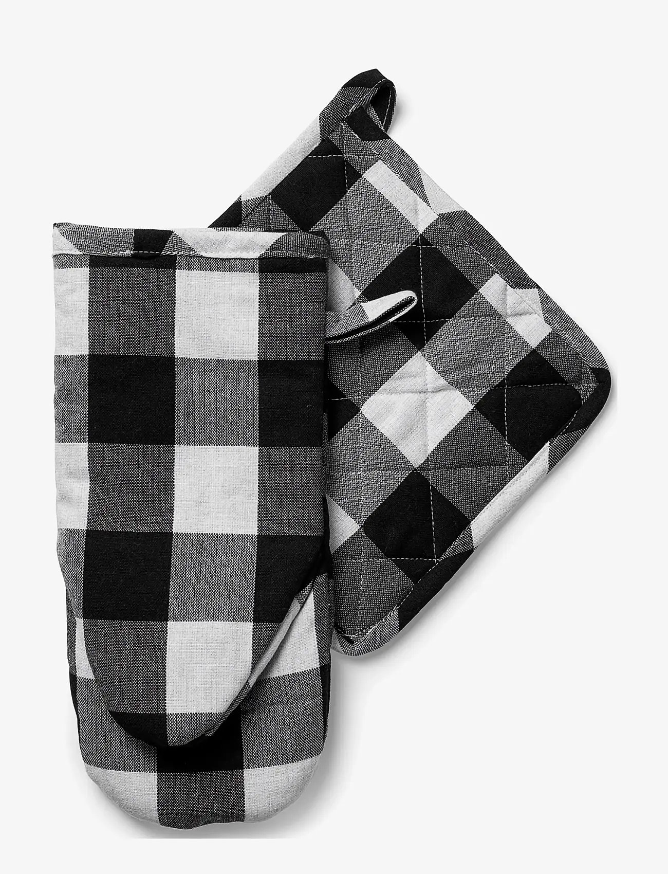 Midnatt - Pot holder checked b/w - oven gloves & mitts - black&white - 2